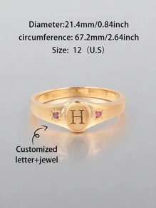 1pc Customized Fashion Ring With Engraved English Letter And 2pcs Birthstone, Simple Design Unique Combination Accessories,Gift For Father's Day,Mother's Day,Valentine's Day,Birthday,Anniversary,Friends,Graduation,Christmas