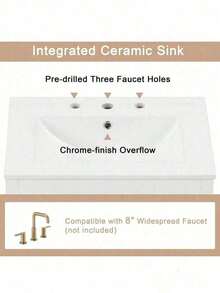 24" Bathroom Vanity With Sink, Bathroom Vanity Cabinet With One Flip Drawer And Doors, Solid Wood And MDF, White - 1 - 查看 8