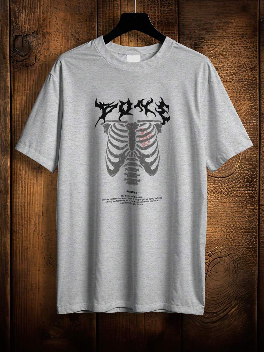 T-Shirt ShirtSkeleton Rock Punk Boxing Emo Ref 2098 VEST NERD - Grey - View 1