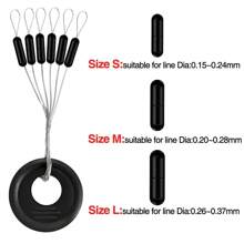 Rubber Fishing Bobber Stopper,6 In 1 Float Sinker Stops,Black Oval Cylinder,L M S Float Stop Available