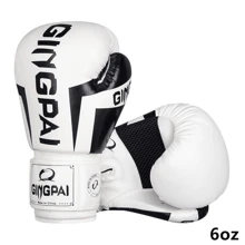 GINGPAI 成人男女通用透气网眼拳击手套，适合青少年、综合格斗、泰拳、自由搏击、健身房或居家锻炼。 - 白黑色 - 查看 8