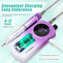 35000RPM 电动指甲钻专业修甲机指甲打磨机套装指甲钻头便携式美甲沙龙抛光机设备 - 紫色 - 查看 4