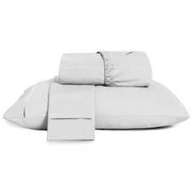 400 Thread Count Single Sheet Set 2 Pieces Micro Percale Palito Stitch Hotel Soft Touch - 白色 - 查看 1