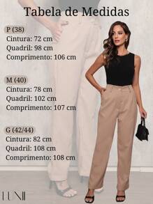 Women's Tailored High-Waisted Straight Dress Pants In Viscolinho With Pocket - 米色 - 查看 6