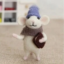 1 bộ dụng cụ nỉ len kim kỳ quặc dành cho người mới bắt đầu - Tạo chú chuột đáng yêu với chiếc mũ xanh thủ công mỹ nghệ tự làm, bao gồm gói vật liệu tự làm để làm mặt dây chuyền tự chế làm quà tặng cho bạn bè và gia đình - Nhiều màu - Xem 3