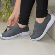 Women's Slip On Sock Sneakers 34 To 40 Super Soft Training Gym Running E41 - Grey - View 2