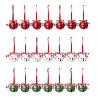 12pcs Festive Christmas Bells With Red Ribbon And Star Patterns - Perfect For Christmas Trees And Home Decorations,Christmas