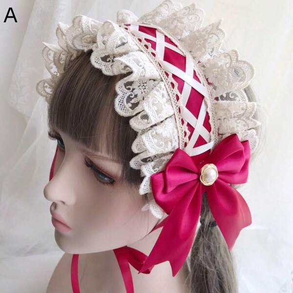1 pieza Diadema de encaje estilo Lolita, accesorio de cabello versátil KC para el estilo Lolita