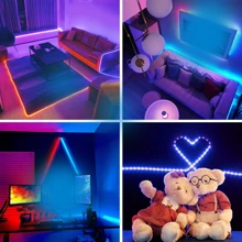 NBBUFF Led Lights For Bedroom 3ft-65ft, Button Control, Plug And Play, Can Adjust Color, Can Be Cut, Very Easy To Install, Suitable For Festival Atmosphere Lights, TV Background Lights, Party Atmosphere Lights, Home Decoration Lights, Fun Lights, Children's Room Decoration - Multicolor - View 8