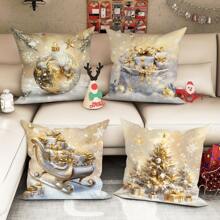 Vỏ gối trang trí Giáng sinh màu vàng, Quà tặng Giáng sinh Xe trượt tuyết Cây thông Noel Quả bóng Giáng sinh Vỏ gối trang trí, Thích hợp cho Phòng khách Phòng Sân trong Trang trí Ghế sofa, Giáng sinh - Nhiều màu - Xem 8