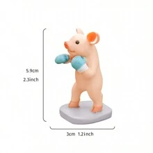 1pc Adorable Mini Pig Animal Figurine, Handpainted Waterproof Resin Home & Garden Decor Ornament, Bonsai Landscaping Mini Animal Statue, Yard Garden Decoration Mini Pig Sculpture