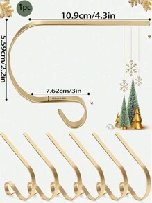 Christmas Decoration 2/4 Gold Christmas Stockings Hooks, Fireplace Hooks, Anti Slip Christmas Tree Decoration Hooks, Used For Hanging Christmas Decorations, Fireplace Stockings, Party Background Decoration, Holiday Use - Multicolor - View 7
