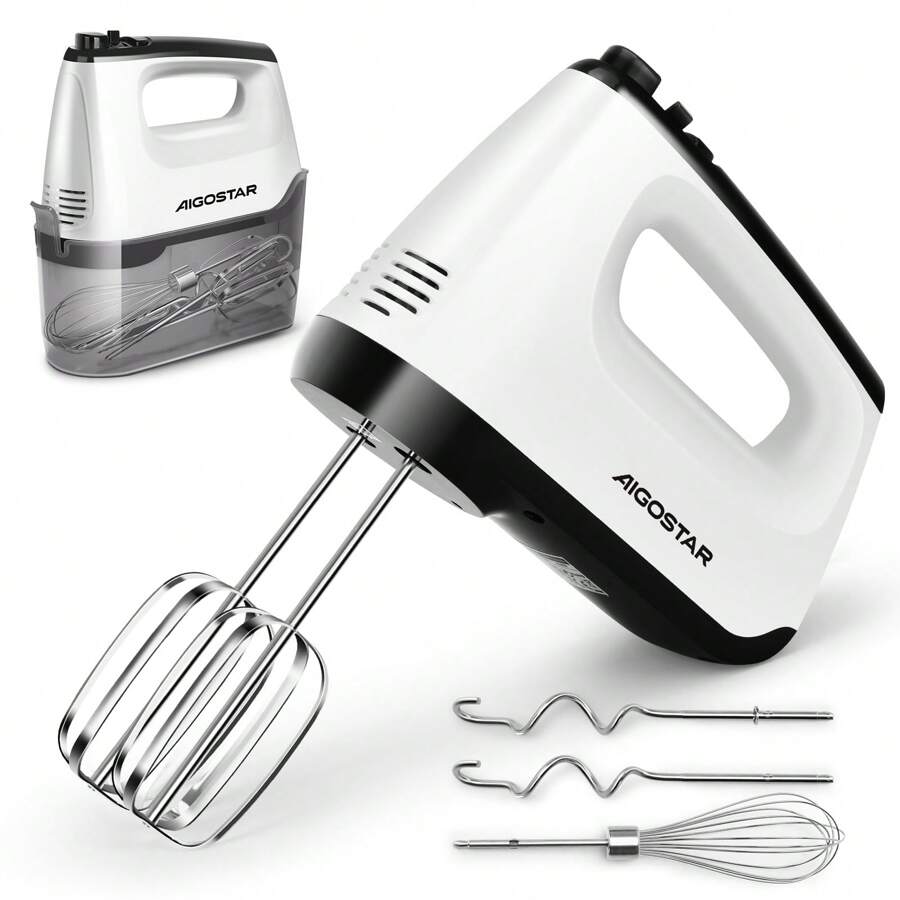 1pc 400W Electric Hand Mixer, 6 Speed Settings With Turbo Function, Includes Storage Case, Perfect For Whipping Cream Or Beating Eggs - EU F Type Plug(220-240V) - View 1