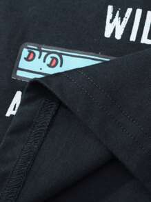 年轻男孩长袖 T 恤，卡通动物印花，时尚秋冬季 - 藏蓝色 - 查看 6