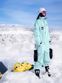 1 件女式冬季运动连体滑雪服，带拉链口袋防丢失设计滑雪服套装，冬季滑雪板和滑雪服，适合户外活动的运动服，冬季滑雪装备，加固结构，功能性滑雪设备，雪具，理想的户外连体滑雪服，滑雪服女式滑雪服 - 薄荷綠 - 查看 7