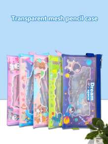 Set de 6 artículos de papelería: Estuche de malla para papelería, lápiz, regla, libreta, sacapuntas, borrador, paquete de regalo de papelería con cremallera cuadriculada, estuche para bolígrafos, regalo de Halloween/Navidad de regreso a la escuela