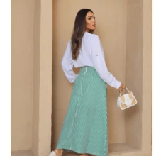 Long Linen Skirt With Beautiful Retro Pockets In Sizes 34/36 M/38/40 G/42/44 - 綠色 - 查看 2