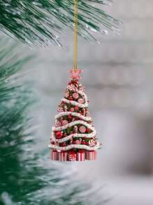1 đồ trang trí cây thông Noel bằng Acrylic Mini ngẫu nhiên, trang trí ngày lễ cho gia đình, mặt dây chuyền xe hơi, Giáng sinh - Nhiều màu - Xem 4