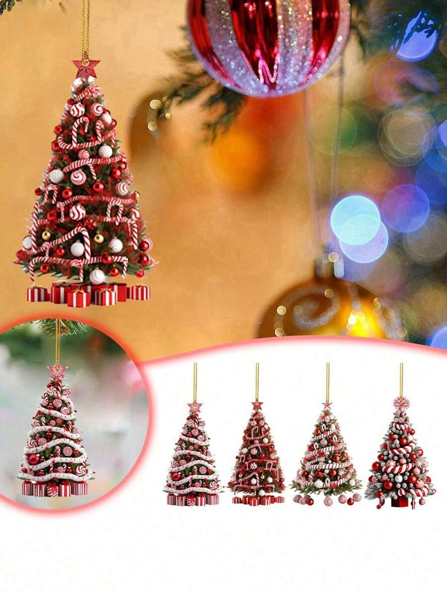 1 đồ trang trí cây thông Noel bằng Acrylic Mini ngẫu nhiên, trang trí ngày lễ cho gia đình, mặt dây chuyền xe hơi, Giáng sinh - Nhiều màu - Xem 1