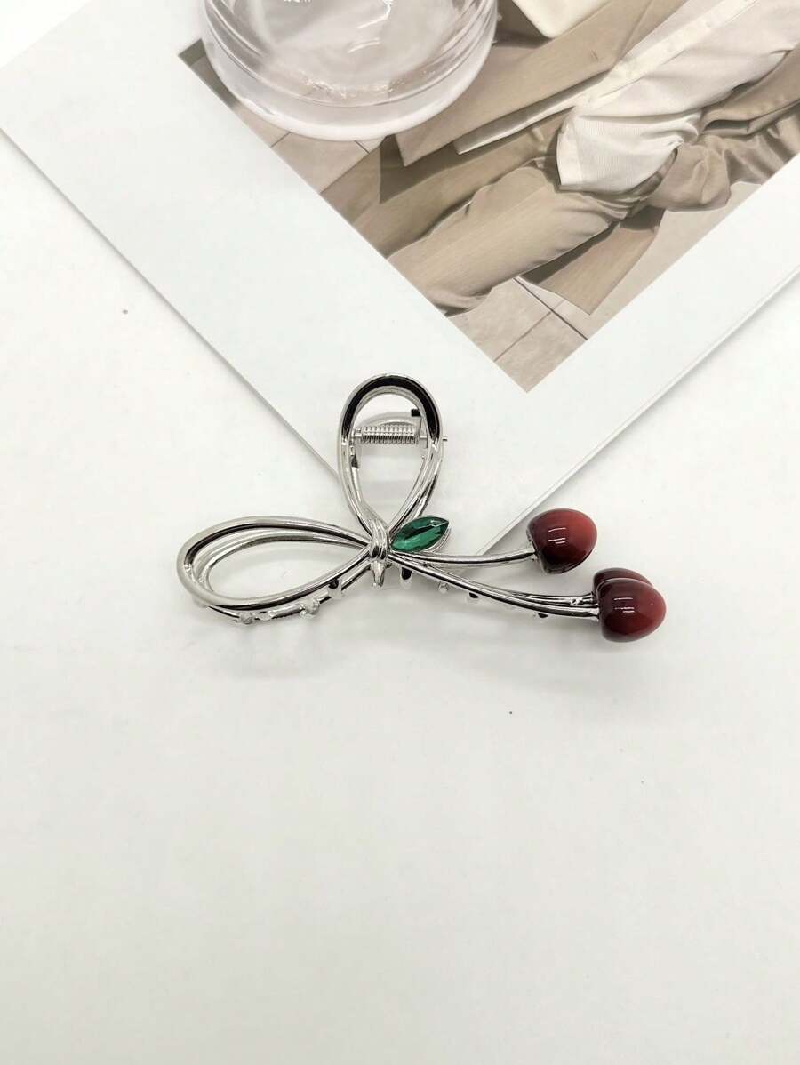 1 Piece Large Cherry Hair Clip For Women Large Hairpin Back Of Head Hair Clip High Quality Hair Clip Cute Hair Accessory - 銀色 - 查看 1