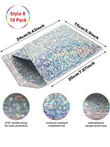 Finego 10 件金属气泡信封、聚乙烯填充信封、防水自封粘性运输袋、铝箔闪光魅力运输信封、全息缓冲信封，用于邮寄、包装、小型企业、圣诞礼品袋、圣诞节 - 彩色 - 查看 15