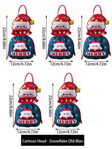 1 pieza/5 piezas/10 piezas Bolsas de regalo de Navidad, Bolsa de regalos de Papá Noel, Bolso de muñeco de nieve navideño, bolsas de Apple para regalo en Nochebuena, Empaque de frutas navideñas, Regalos para dulces, Recuerdos decorativos