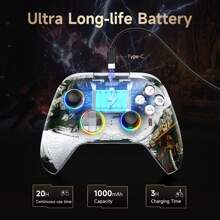 Controlador inalámbrico para juegos PC y multiplataforma EasySMX X15 2.4G con vibración, botón de fuego, joysticks y gatillos Hall, iluminación RGB - Sin derivas del joystick, sin zona muerta - Funciona para PC, PS3, Windows, Android, Steam y Switch - Blanco - Ver 8