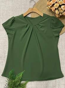 Women's Fashion Blouse - Army Green - View 2