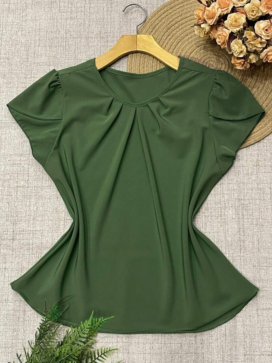 Women's Fashion Blouse - Army Green - View 1