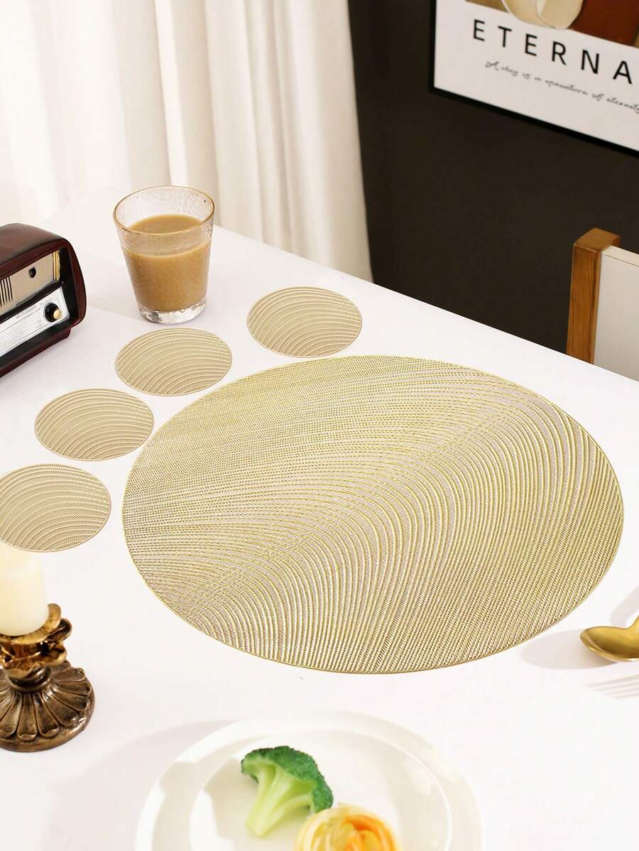 1-8 bucăți Șervețe de loc rotunde, minimaliste din PVC, lavabile, ușor de curățat, ștergeți, anti-alunecare, rezistente la căldură, covorașe de masă, design cu inimi minunate, șefuri de loc elegante, decor de masă, covorașe de bucătărie, decorațiuni de nuntă de sărbători - Multicolor - Vizualizare 1