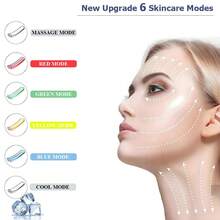 1 件面部和颈部按摩器，6 种模式（加热、振动、冷却），适合作为礼物，适合家庭和旅行使用 - 彩色 - 查看 2