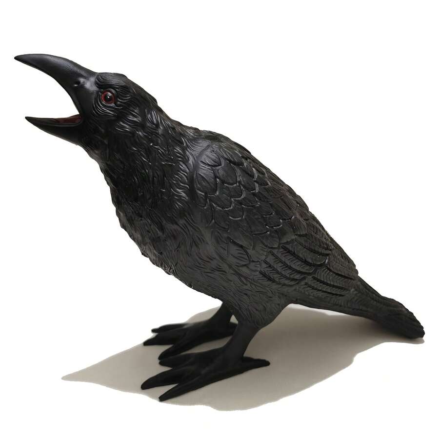 1 pieza Estatua de cuervo de Halloween de resina, figuras de cuervo decoración gótica para el hogar, jardín, interior, patio y patio trasero - Negro - Ver 1