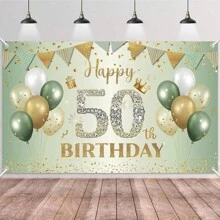 TYFYO 1件生日派对背景布，派对装饰横幅，周年庆典生日派对装饰，绿色乡村风格背景上镶嵌水钻数字，适用于1岁至90岁生日、圣诞节及其他场合 - 彩色 - 查看 21