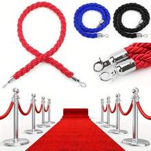 1.5M Twisted Queue Rope Barrier Post Stand Divider Crowd Control Stanchion For Clubs Hotel Bank Hospital (Red) - Red - View 7