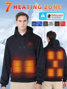 Heated Hoodies For Men - Stay Warm In Winter With Battery-Powered Heat -​ Pullover Hoodie With Pockets For Outdoor Activities,Single Switch Controls Seven Heating Zones (Without Power Supply)