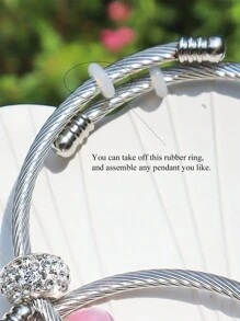 Vòng tay charm DIY hoa anh đào hồng Vòng tay charm mắt hồng Vòng tay charm vương miện vàng cổ điển & vòng tay charm trái tim DIY Valentine - Vàng - Xem 12