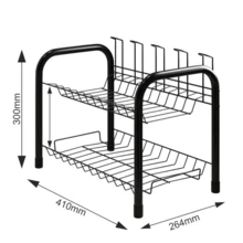 Dish Drainer Double Bunk Kitchen Organizer Double-Decker For 11 Plates And 5 Glasses Cutlery Holder - Đồng - Xem 5