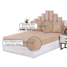 3-Piece Sheet Set 400 Thread Count Queen Size Bed Micropercal Ponto Palito Hotel Soft Touch - Straw - View 2