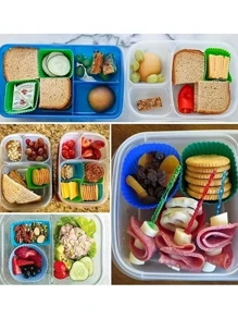 12片/50片装硅胶便当盒分隔板，午餐盒分隔器套装，带食物标签，学校午餐盒配件，学校派对用品