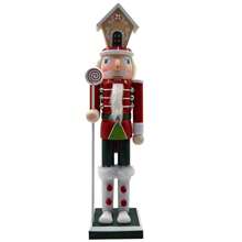 1 件木制圣诞姜饼人配棒棒糖和胡桃夹子装饰，圣诞节 - 彩色 - 查看 1