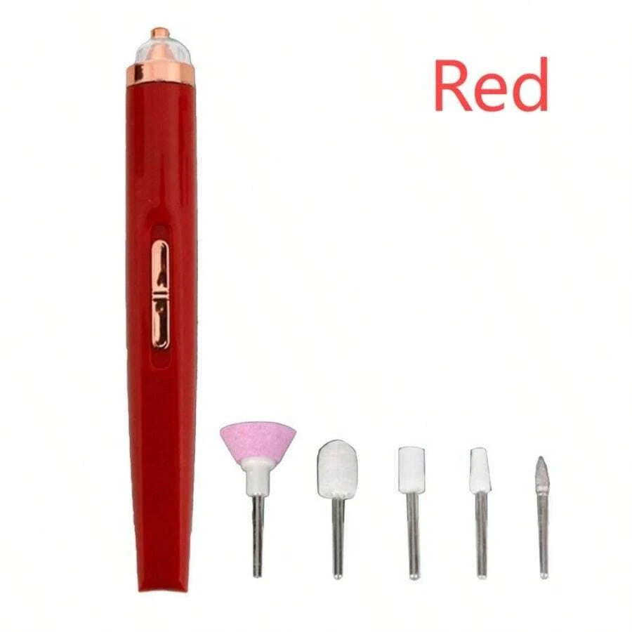 Cordless Electric Nail Drill, Toenail File, Compact And Portable, LED Lighting, 4 Adjustable Speeds, Rechargeable With 5 Polishing Bits - Đỏ - Xem 1