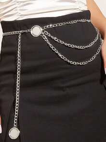 1 chiếc thắt lưng xích 3 lớp bạc dành cho nữ, dây xích thắt lưng kim loại thanh lịch, phù hợp với váy, áo len, áo khoác da, mọi mùa - Nhiều màu - Xem 5