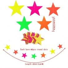 Bộ đồ dùng tiệc Neon 173/346IN, Vòng hoa giấy Neon, chấm tròn, ngôi sao, đồ trang trí treo cho tiệc sinh nhật, tiệc cưới, trang trí phát sáng, Giáng sinh - Nhiều màu - Xem 12