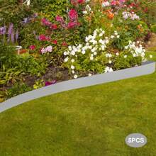 Steel Lawn Edging, 5PCS Metal Landscape Edging, 5"X39" Garden Edging Border, Flexible Steel Landscape Border, 16.25 Ft Length Landscaping Metal Edging, Gray Lawn Edge For Garden Yard - Grey - View 1