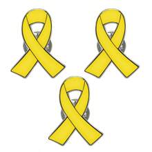 1PC/3pcs Metal Yellow Ribbon Pin Awareness Ribbon Pin Bone Cancer Awareness Support Campaign Charity Donation Event Gift Accessories Yellow Ribbon Awareness Brooch Breast Cancer Awareness Month - Multicolor - View 16