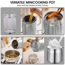 Oil Strainer Pot 1.5L/2L Large Capacity Oil Storage Can With Filter Lid Stainless Steel Oil Filter Pot Set With Filter Basket & Mesh For Storing 1.5L/2L Kitchen Stainless Steel Oil Filter Pot Large Capacity Versatile Oil Filter - Silver - View 3