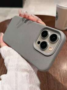 1pc Luxury Faux Leather Texture Phone Case Compatible With IPhone/16 Pro Max/16 Pro/16/14 Pro Max/15 Pro Max/15 Pro/14 Pro/14/13/13 Pro, 17, 17 Pro, 17 Pro Max - Grey - View 3