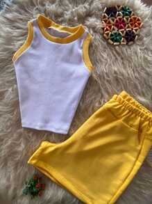 Fabi Set, The Perfect Combination Of High-Waisted Shorts And A Two-Tone Blouse, Which Brings A Touch Of Fashion And Elegance With Maximum Comfort! - Màu vàng - Xem 3