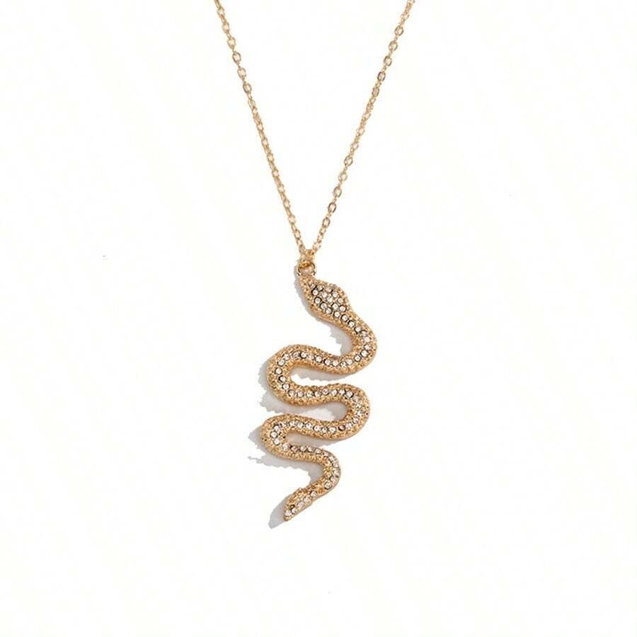Women's Gold Necklace With Snake Pendant - 金色 - 查看 1