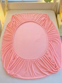1 pieza Sábana ajustada de unicolor de terciopelo de leche súper suave - Protector de colchón infantil cómodo y cálido, adecuado para ropa de cama infantil de otoño e invierno, amor del Día de San Valentín